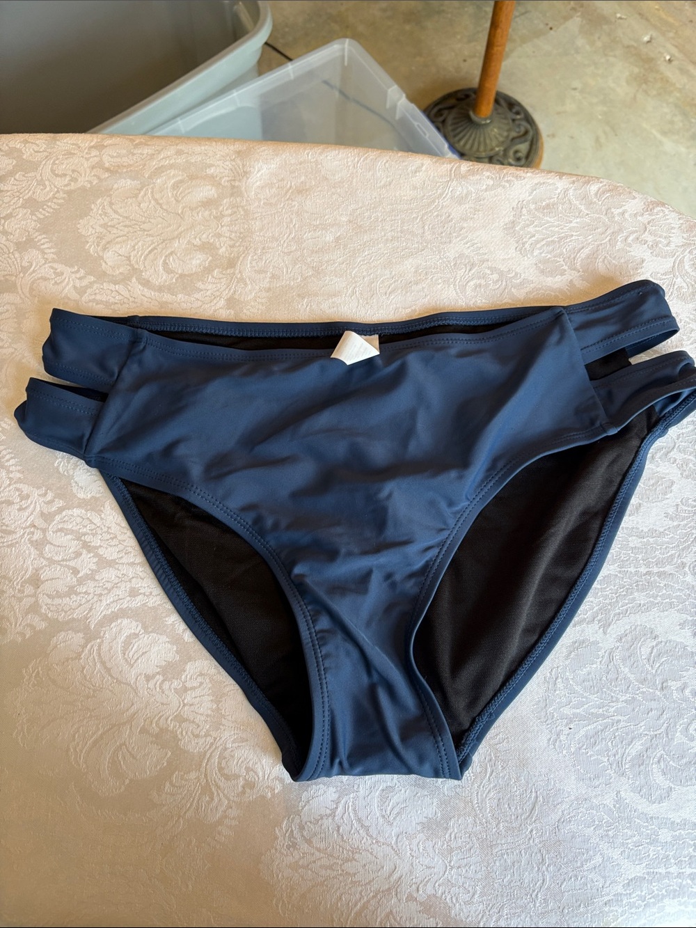Women’s Navy Blue Bikini Bottoms with Side Cutouts